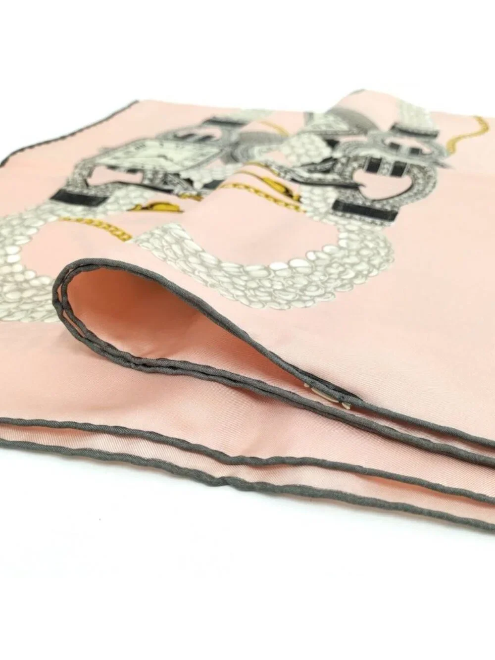 Cartier Large Scarf Silk 100% Clock Motif Pink